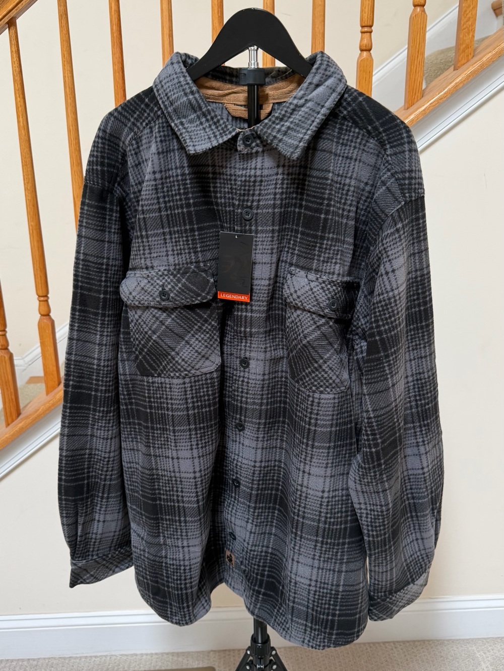 Legendary Whitetails Black and Gray Plaid Lightweight Shirt Jacket